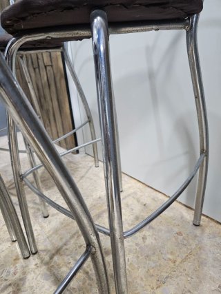 4 Taburetes Altos 60cm Asiento Marrón
