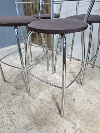4 Taburetes Altos 60cm Asiento Marrón