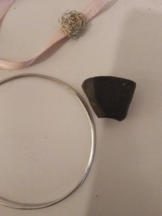 Bracciale vintage argento con fiocco rosa e argent