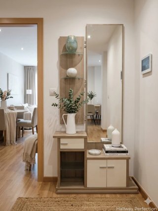 Mueble de entrada madera y cristal
