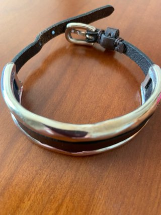 Pulsera Cuero y Plata Uno de 50