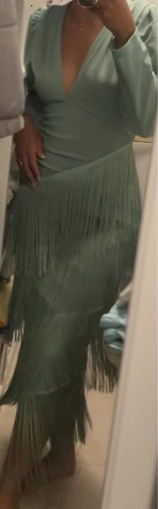Vestido verde agua con flecos NUEVO SIN ESTRENAR!