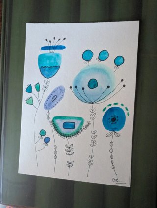 Acquerello fiori blu