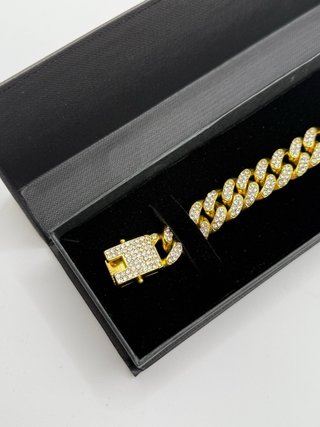 Bracciale cubano placcato oro zirconi