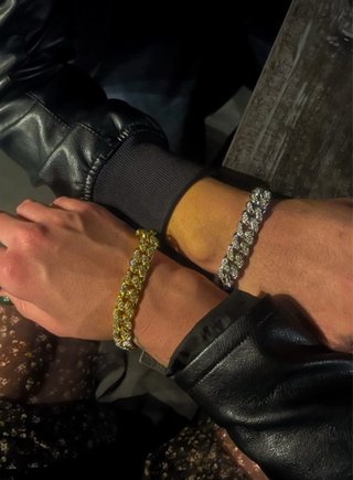 Bracciale cubano placcato oro zirconi