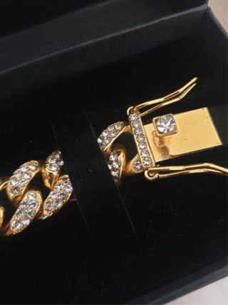 Bracciale cubano placcato oro zirconi