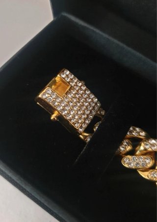 Bracciale cubano placcato oro zirconi