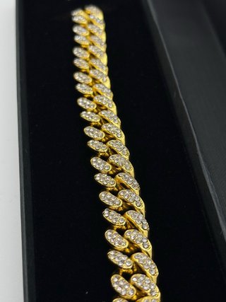 Bracciale cubano placcato oro zirconi