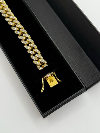 Bracciale cubano placcato oro zirconi