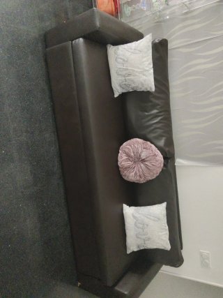 Sofá Cama Piel Negro/Marrón