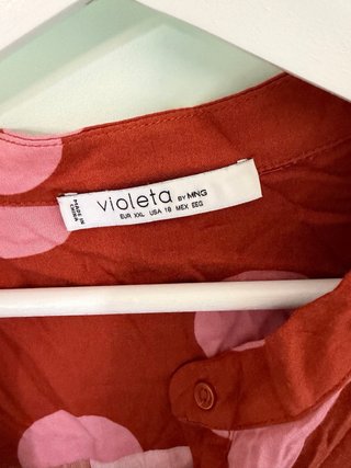 Camisa lunares marrón y rosa