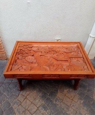 Mesa centro madera tallada estilo oriental