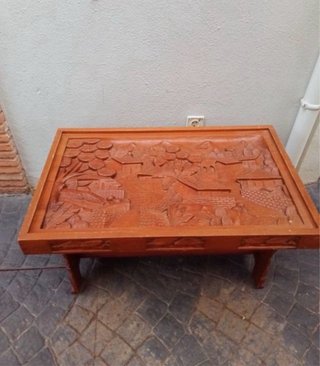 Mesa centro madera tallada estilo oriental