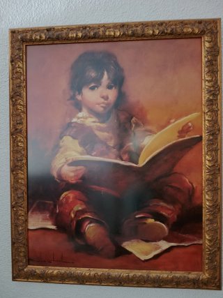 Cuadro niño leyendo