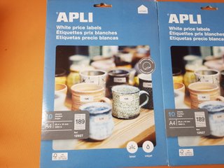 pack de 20 hojas APLI 12927 Etiquetas Blancas