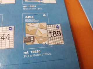 pack de 20 hojas APLI 12927 Etiquetas Blancas