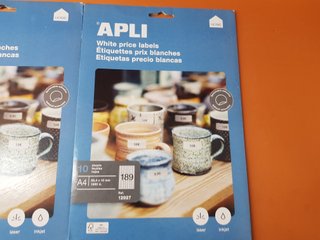 pack de 20 hojas APLI 12927 Etiquetas Blancas