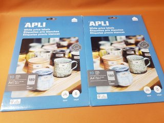 pack de 20 hojas APLI 12927 Etiquetas Blancas
