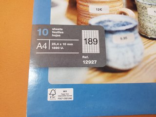 pack de 20 hojas APLI 12927 Etiquetas Blancas
