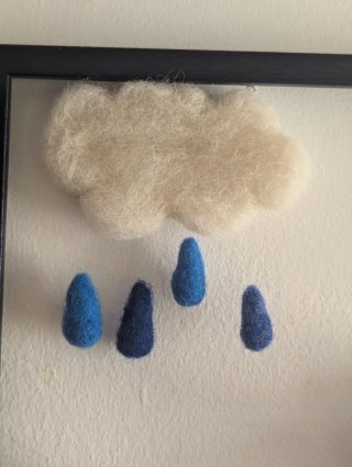 Quadro stile Waldorf bambina e pioggia