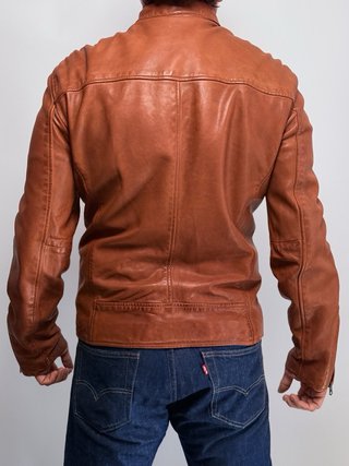 Cazadora Cuero Marrón Superdry Talla L