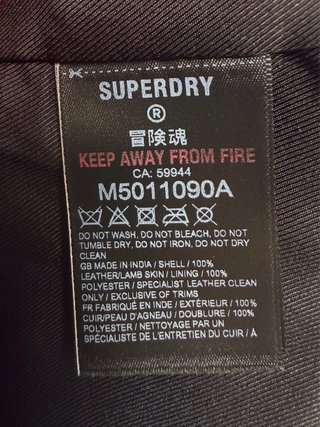 Cazadora Cuero Marrón Superdry Talla L