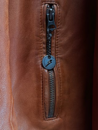 Cazadora Cuero Marrón Superdry Talla L