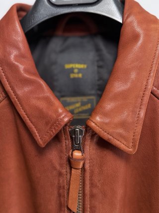 Cazadora Cuero Marrón Superdry Talla L