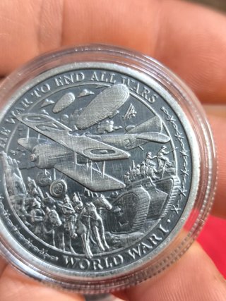 Moneda 1 Onza Plata Primera Guerra Mundial