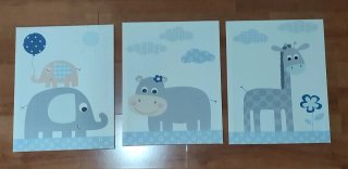 3 Cuadros Infantiles Animales 36'5 x 46'5 cm