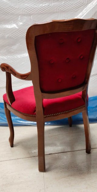 Sillón Luis XV Terciopelo y Madera caoba