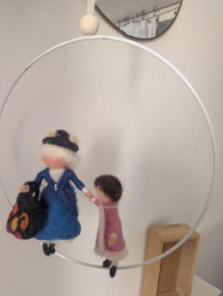 Mobile lana cardata nanny e bimba