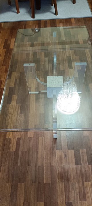 Mesa centro cristal y metacrilato