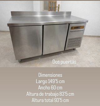 Mesa Fría Acero Inoxidable 2 Puertas