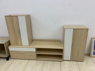 Mueble de salón modular imitación  madera y blanco