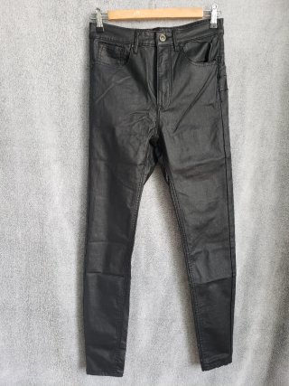 Pantalones Skinny Tiro Alto Efecto Piel