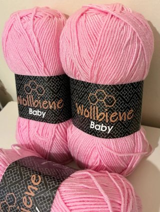 3 madejas lana Wollbiene Baby rosa
