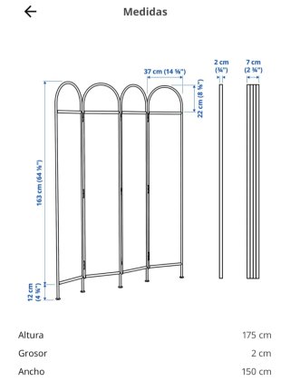 Biombo de metal y tela