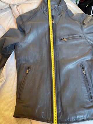 Chaqueta de piel gris