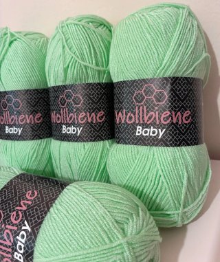 4 madejas lana Wollbiene Baby verde