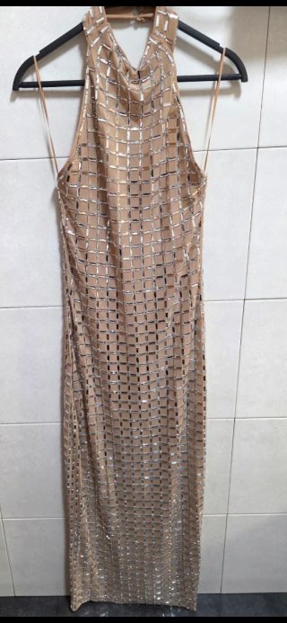 Vestido halter brillos T/M zara