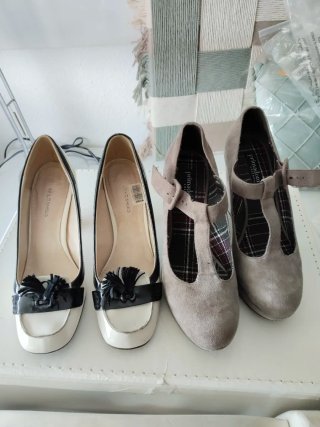 2 Pares Zapatos Tacón Mujer