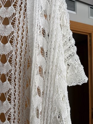 Chaqueta larga de crochet talla L