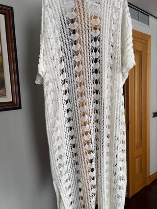 Chaqueta larga de crochet talla L