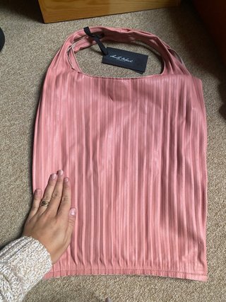 Bolso piel plisado Anita Bilardi rosa