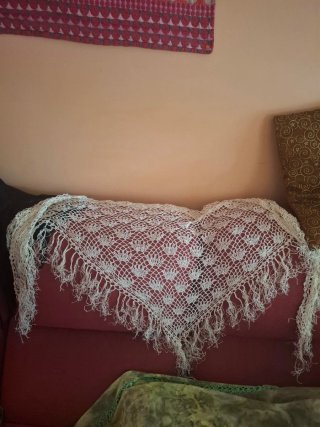 Chal crochet beige fino