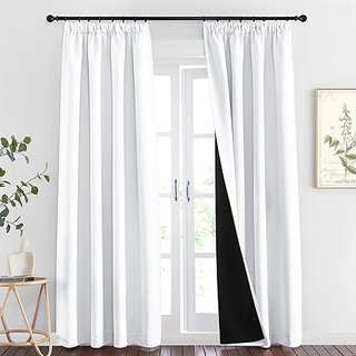 Cortine PONY DANCE Bianche Opache 140x245 CM, Tende Oscuranti e Termiche per Freddo e Caldo, 2 Pezzi