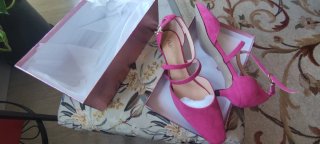 Zapatos salón ante tacón bajo rosa