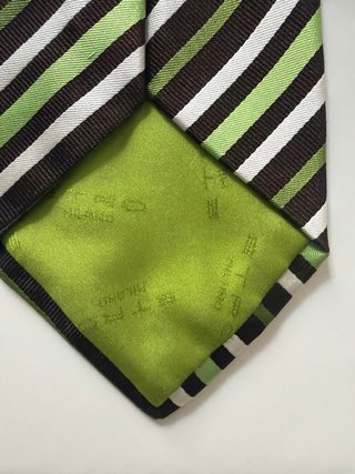 Corbata Etro Seda Rayas Marrón Verde
