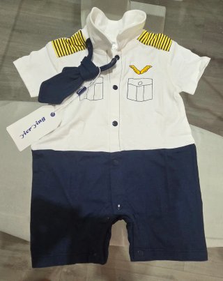 Pelele piloto bebé con corbata